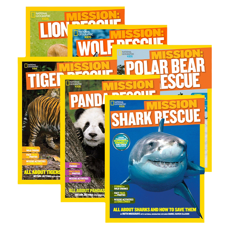 英文原版 National Geographic Kids Mission 美国国家地理 动物救援使命系列6册 儿童科普少儿奇趣小百科 英文版 进口英语书籍