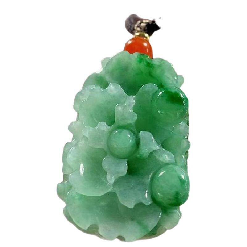 天然翡翠花开富贵翡翠吊坠项链