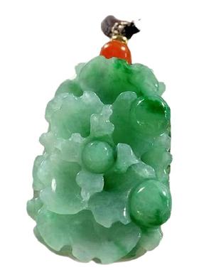 天然翡翠花开富贵翡翠吊坠项链