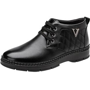 奥康棉鞋男冬季加绒保暖皮鞋秋冬男款真皮爸爸男鞋皮毛一体二棉鞋