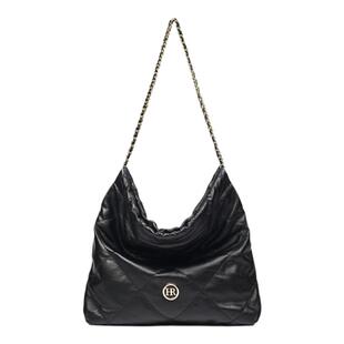 HR赫莲娜包包女士新款秋冬黑色菱格链条托特包时尚质感单肩腋下包