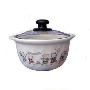 景德镇珍宝耐热陶瓷砂锅煲进口全玻璃盖小熊卡通汤锅宝宝辅食锅煲