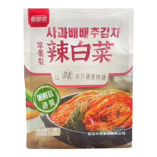 延边朝鲜族苹果梨辣白菜韩式泡菜400g开袋即食下饭菜朝都府小咸菜