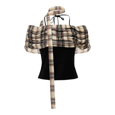 诱货英伦撞色假两件流光针织衫