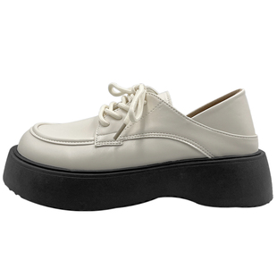 TTWuuu厚底增高白色加绒小皮鞋女玛丽珍百搭圆头复古英伦风jk单鞋