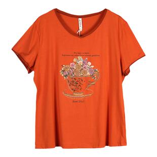 始终如衣夏季衣之庄园断码折扣时尚修身百搭锈花短袖T恤女5S8016