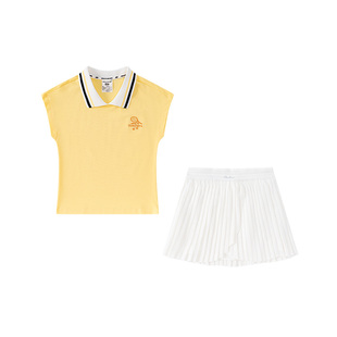 斯凯奇童装女童背心套装26夏运动时尚polo领t恤短裙SkechersKids