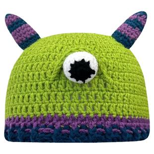 痞幼同款搞怪史莱克毛线帽子女秋冬季恶魔长辫子绿色针织套头帽潮