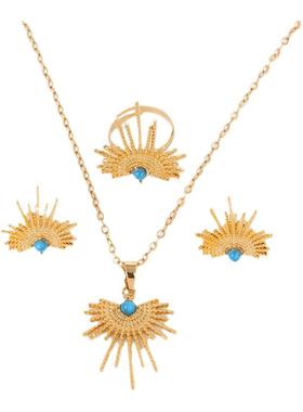 满钻镶嵌锆石眼睛吊坠项链邪眼项链不锈钢钛钢项链戒指