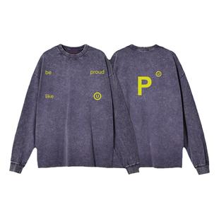 【张呈黄曦彦李昀锐同款】PRIDE UNION植绒字母水洗长袖撞色Tee