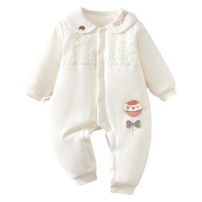 婴儿秋冬连体衣加绒三层加厚夹棉