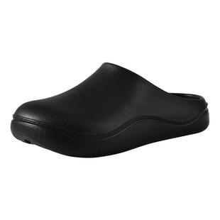 黑色耐脏厨师包头拖鞋防滑半拖鞋男防水防油穆勒鞋厚底外穿沙滩鞋