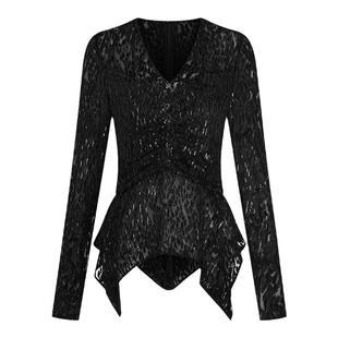 RARE威雅女装 秋冬新款植绒波点V领上衣休闲直筒裤女士时尚套装