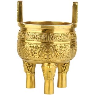 黄铜三足克鼎招财香炉纯手工艺品克鼎家用办公室摆件公司开业礼品
