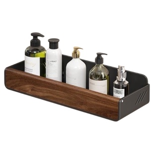 可拆洗胡桃木卫生间墙上多功能收纳置物架中古风浴室洗漱台洗手间