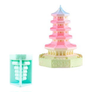 雷峰塔奶冻模具文创建筑硅胶猫咪兔子布丁果冻慕斯可达鸭白凉粉磨