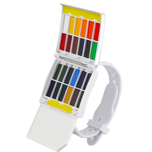 秀普富莱卡勒腕表式水彩固体水彩颜料水彩画入门画画工具套装学生专业美术生专用初学者入门绘画便携水彩24色