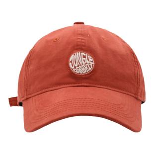 DABOE水洗棉质男女软顶鸭舌帽子遮阳橘红色显白遮脸刺绣棒球帽