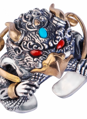 龙虎山大鹏鸟戒指男士款大展宏图招财朋克风格复古饰品开口送礼物