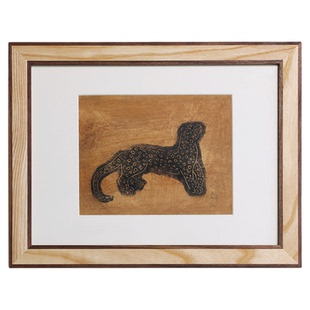 空合 中古风客厅装饰画高级艺术实木框挂画 玄关卧室书房民宿摆件