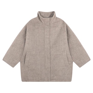 LOWRYS FARM毛呢厚外套女2025冬季新款高领宽松毛绒感大衣570783