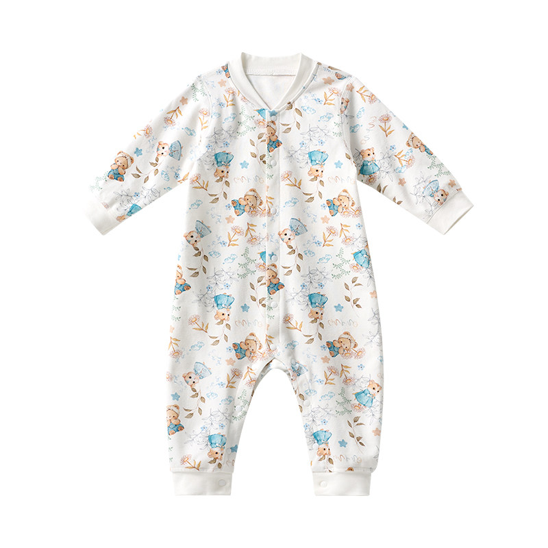 欧孕婴儿秋冬衣服宝宝夹棉连体衣纯棉哈衣加厚打底睡衣保暖爬爬服