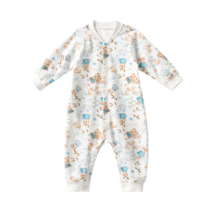 欧孕婴儿秋冬衣服宝宝夹棉连体衣纯棉哈衣加厚打底睡衣保暖爬爬服