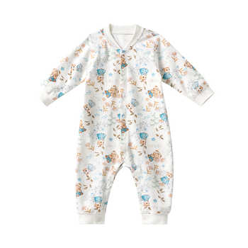 欧孕婴儿春装纯棉哈衣宝宝衣服四季保暖夹棉连体衣打底睡衣爬爬服实付39.9元到手包邮