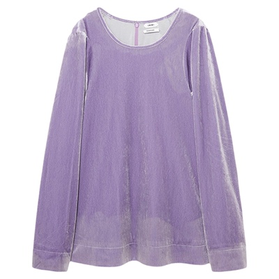 IMMI26PS丝绒圆领开衩宽松上衣