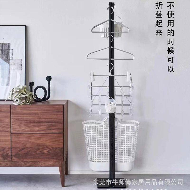 折叠晾衣架 落地室内家用卧室可收纳衣架挂衣架晒衣架 单杆晾衣架