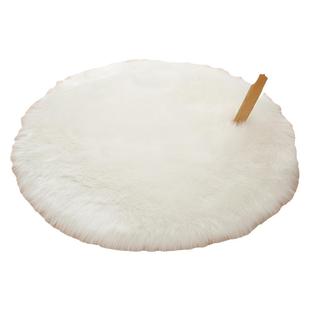 白色长毛绒圆形地毯客厅地垫卧室床边梳妆台地毯电脑椅子仿羊毛毯