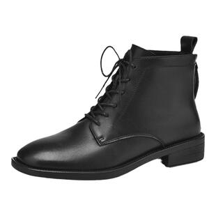 达芙妮马丁靴女款2026新款平底春季方头短靴英伦风小皮鞋春款系带