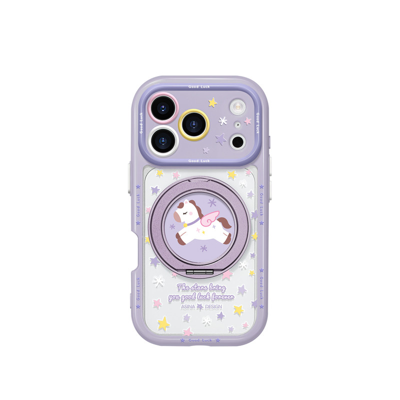 紫色小马适用iphone17手机壳新款17Promax卡通防摔磁吸16Pro高级带支架15pm带挂绳秋冬保护套13/14女Co4新年