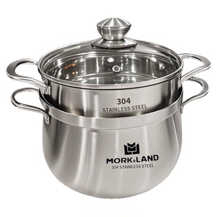 莫克兰德汤锅304不锈钢特厚一体加深无涂层蒸鱼蒸大米双耳蒸锅