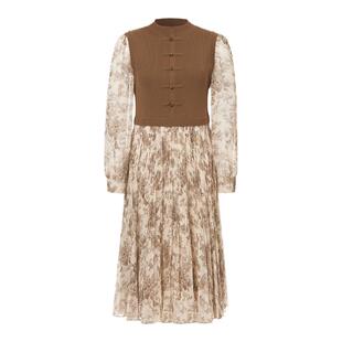 [长安运动会系列]VGRASS100绵羊毛裙装秋款新中式国风连衣裙