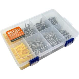 VIBORG 家庭维修盒304不锈钢螺丝工具盒自攻木牙螺丝盒大全套装