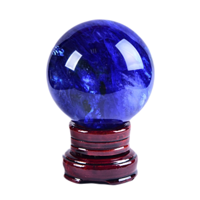 天然蓝色水晶球摆件转运球
