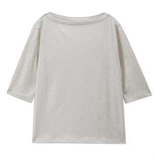 佐丹奴2026年春新款花纱一字领上衣简约船领七分袖T恤女05326424