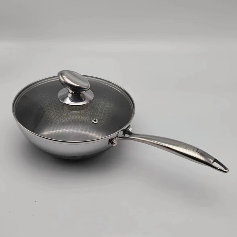 钛金不粘锅1人小炒锅电磁炉锅深316不锈钢涂层家用平底辅食炒菜锅