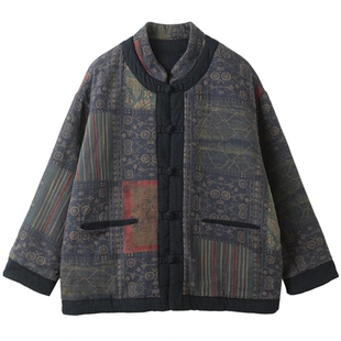 孔雀飞飞冬装韩版大码遮肉复古盘扣洋气休闲棉衣女款爆款2025新款