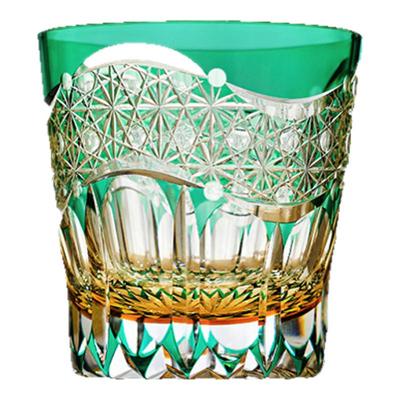 正品江户切子绿曙光水晶玻璃杯子