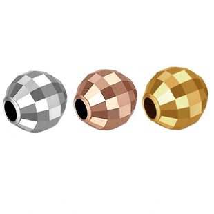 纯18K金硅胶镭射珠调节珠空心固定间隔珠手链小金珠子散珠diy配件