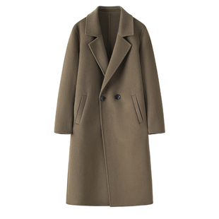 冬季中长款双面绵羊绒大衣男双排扣西装羊毛呢子过膝修身风衣外套