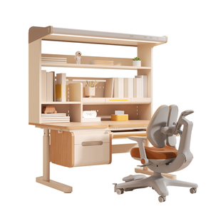 爱果乐儿童学习桌小学生书桌升降桌子实木写字桌家用课桌椅咖啡猫