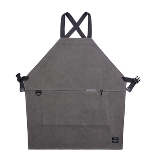 Virgo 简约内嵌式口袋设计双肩交叉牛仔围裙帆布围裙定制logo