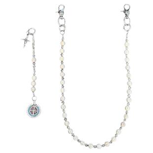 DFDG手作新款十字架圆牌高级白松石金属氛围裤链腰间挂饰穿搭配饰