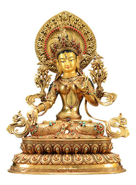 全鎏金白度母铜像摆件