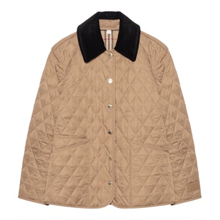 现货BURBERRY/博柏利女款棉服外套夹克 巴宝莉菱形格谷仓黄金甲