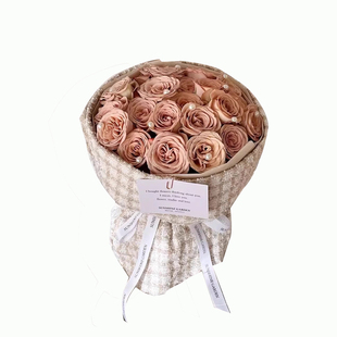 复古卡布奇诺鲜花花束同城速递送女友闺蜜朋友生日礼物配送南京