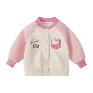 儿童秋冬外套女宝宝冬季时尚男童撞色衣服小童冬装新款女童棒球服